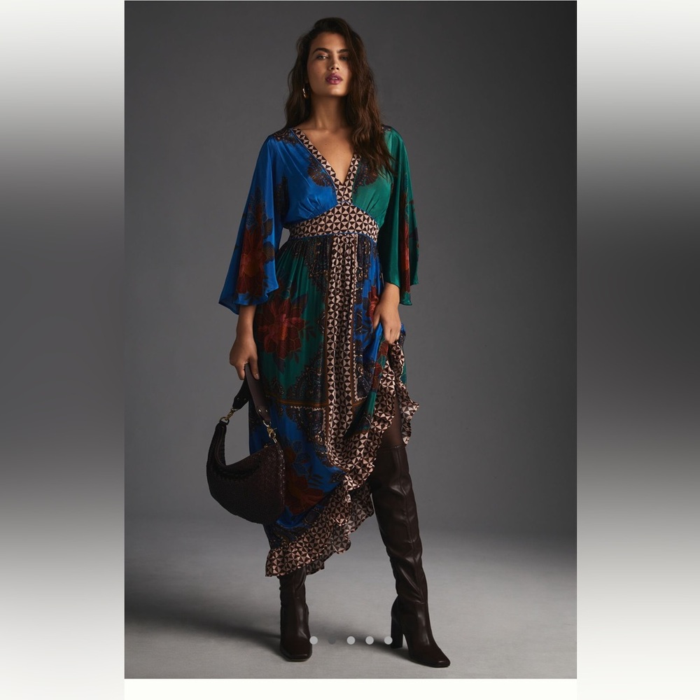Farm Rio for Anthropologie Multicolor Floral Maxi Dress XL Petite - Picture 11 of 14